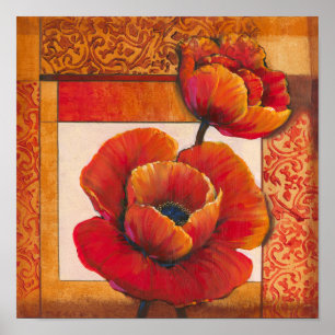 Vallmoblommor i Tan och Orange Poster