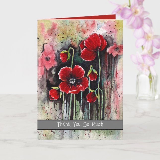 Vallmoblommor i vattenfärg kort (Orkide)