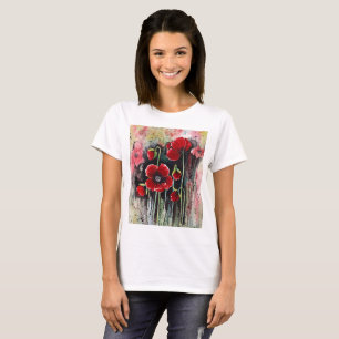 Vallmoblommor i vattenfärg t shirt