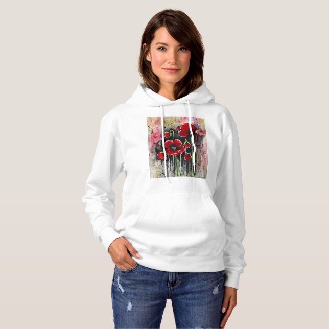 Vallmoblommor i vattenfärg t shirt (Hel framsida)