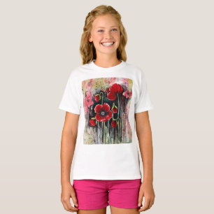 Vallmoblommor i vattenfärg t shirt
