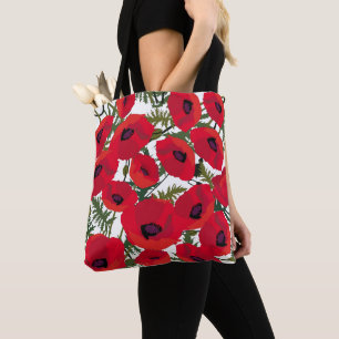 Vallmoblommor Mönster Tote bags Tygkasse