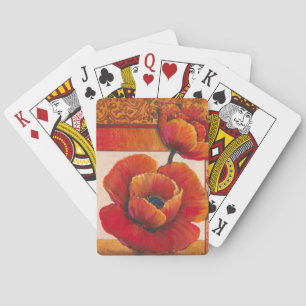 Vallmoblommor på Tan- och Orange-bakgrunden Casinokort