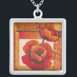 Vallmoblommor på Tan- och Orange-bakgrunden Silverpläterat Halsband<br><div class="desc">Man kan nästan känna struktur i petalerna på dessa vallmoblommor som målats av Tim O'Toole. De blandas perfekt med den brunt och orange bakgrunden och skapar en strålande poetisk vision. Köp den till ditt hem eller ge som en gåva!</div>