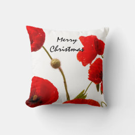 Vallmoblommor Röda Blommigten God jul White Kudde