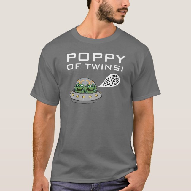 Vallmon av twillingar "är vi här! ", tee shirt (Framsida)