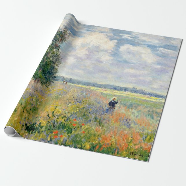 Vallmon sätter in nära Argenteuil vid Claude Monet Presentpapper (Utrullad)