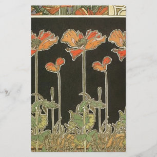 Vallmor för art nouveau för Alphonse Mucha vinta Brevpapper
