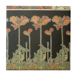 Vallmor för art nouveau för Alphonse Mucha vintage Kakelplatta