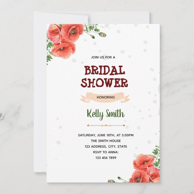 Vallmorött temaparty inbjudningar (Framsida)