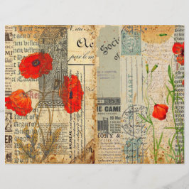 Vallmoskrapbokspapper Vintage Shabby Chic Hantverk