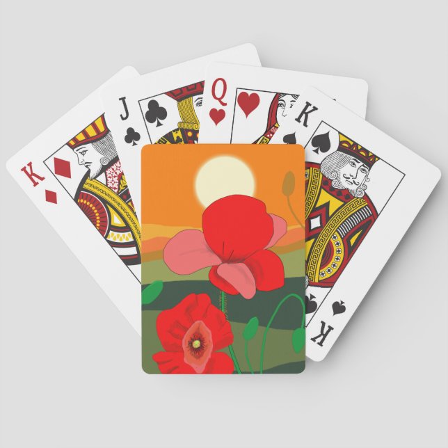 Vallmoskugga vid solnedgång casinokort (Baksidan)