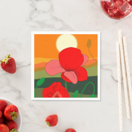 Vallmoskugga vid solnedgång pappersservett