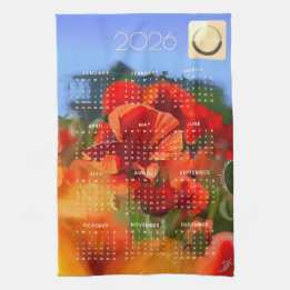 Vallmostallets professionell 2026-kalender kökshandduk