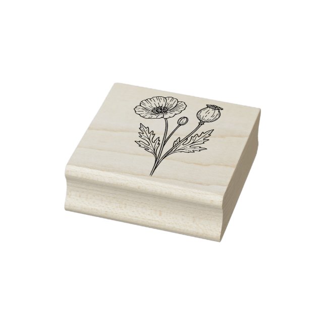Vallmoväxt Botanisk Blomning Linjekonst Stämpel (Stämpel)