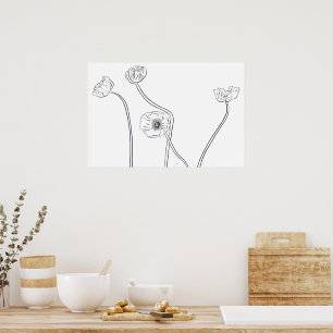 Vallmoväxt Botanisk Linje Konst Poster