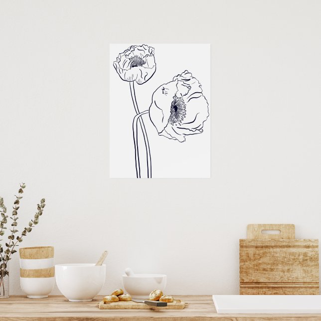 Vallmoväxt Linje Konst Poster (Kök)