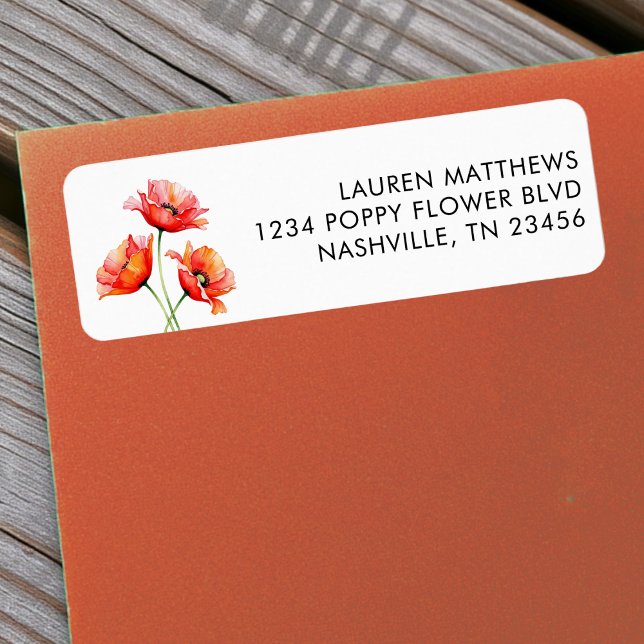 Vallmoväxt Orange Vår Returadress Etikett (NASHVILLE, TN)