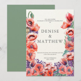 Vallmovitthyllningskort med Basilika-bakgrund Inbjudningar