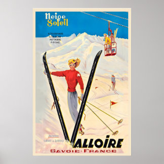 Valloire Auvergne-Rhône-Alpes Frankrike Vintage Sk Poster