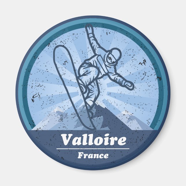 Valloire Station de ski - Snowboard Magnet (Framsidan)