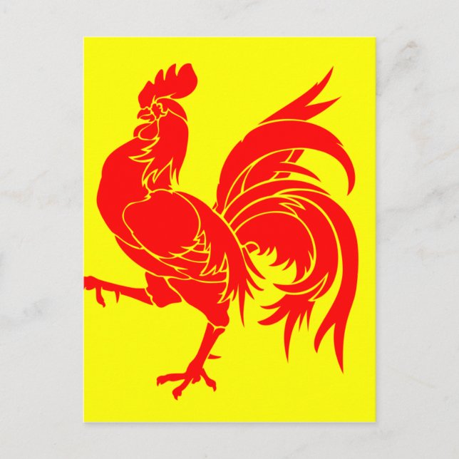 Vallonien (Belgien) Flagga - Drapeau de la Walloni Vykort (Framsida)