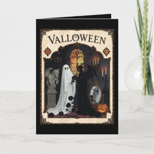Valloween Ceremoni Spöke Och Klädd Figur Kort