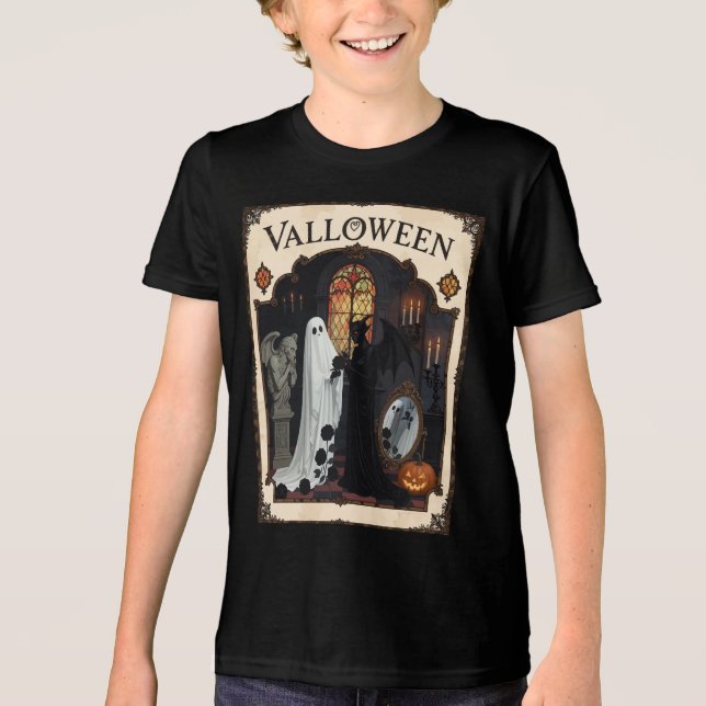 Valloween Ceremony Ghost And Robed Figure T Shirt (Framsida)
