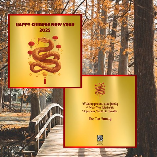 Välmående Golden Snake-kinesiska nyåret Hälsning Julkort (Skapare uppladdad)