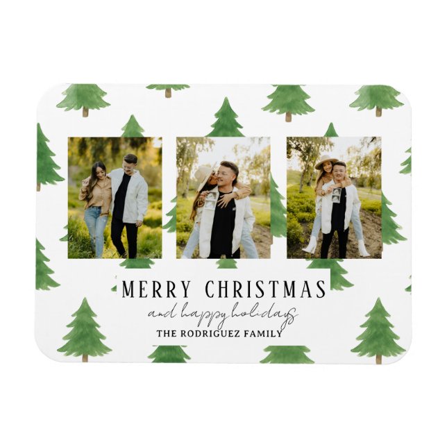 Välmentad jul vattenfärgsträd  magnet (Horisontell)