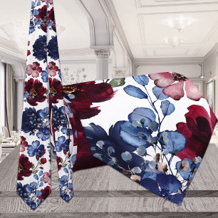 Valmue & Pion Röda Vita & Blå Bröllop Slips