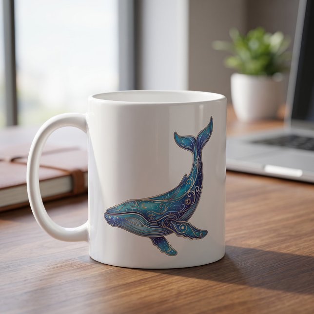 Valmuggen Celestial Whale Lyx Linje Konst Kaffemugg (Skapare uppladdad)