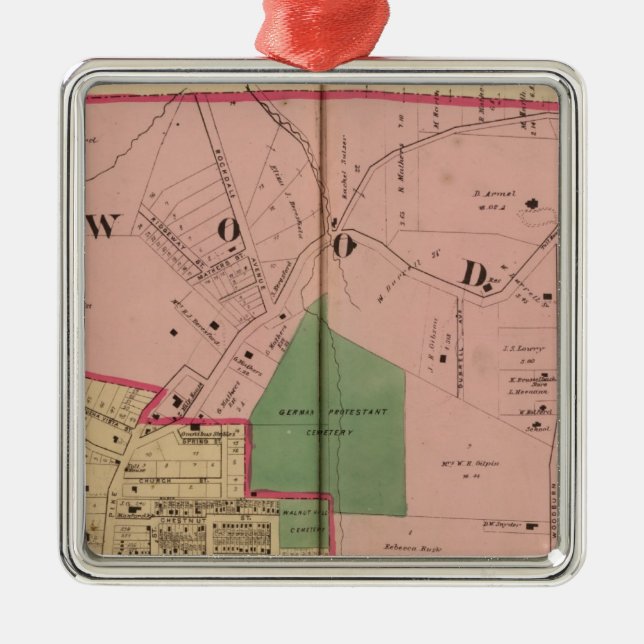 Valnöt Backe, Ohio Julgransprydnad Metall (Framsidan)