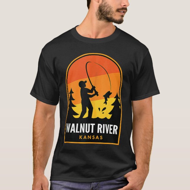 Valnötfloden Kansas Fiske T Shirt (Framsida)