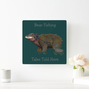 Valnötskal Fiske Tales Fyrkantig Klocka