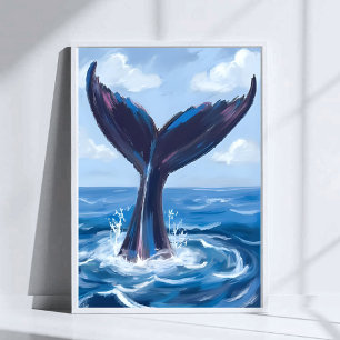 Valobservation   Blått Ocean Akvarell Poster