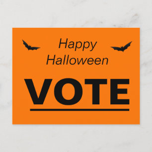 Valomröstning Orange Black Halloween-Fladdermöss Vykort