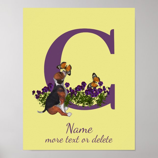 Valp av beagle fjärilar Monogram Initial C Namn  Poster (Framsidan)
