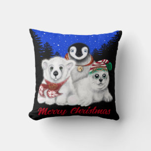 Valp av polar med julpenguin i baby kudde
