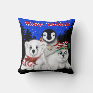 Valp av polar med julpenguin i baby kudde