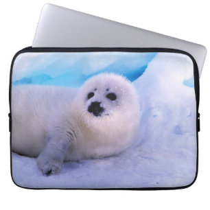 Valp av småskaligt skördesäl i Snöflingor Laptop Fodral