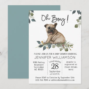 Valp Babyshower Oj boys! Pug Valp Inbjudningar