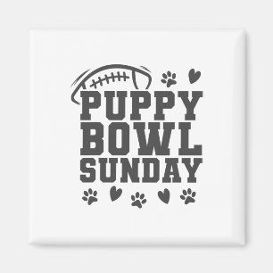 Valp Bowl söndag Super Fotboll Spel Fest Hundar Hu Magnet