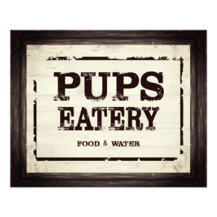 Valp Eatery Hund Food Vatten Satin Skriv ut Fototryck