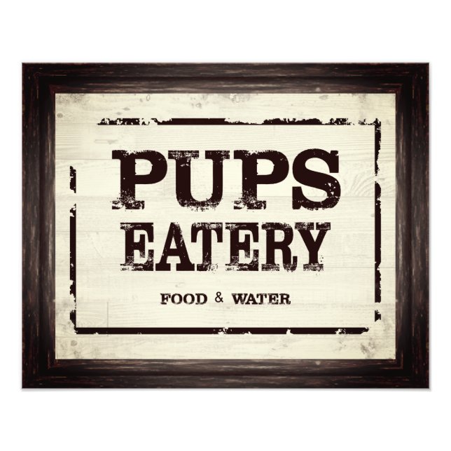 Valp Eatery Hund Food Vatten Satin Skriv ut Fototryck (Framsidan)