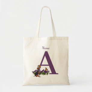 Valp fjärilar Monogram Initial A Namn Tygkasse