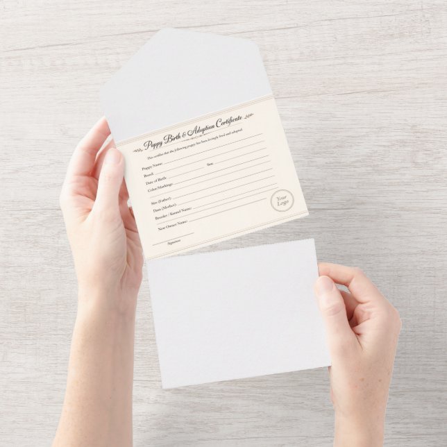 Valp födsel & adoptioncertifikat – (Avrivbar del)