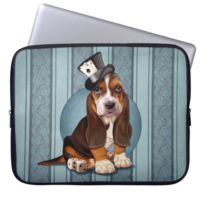 Valp för gentlemanBassethund Laptop Sleeve (Framsidan)