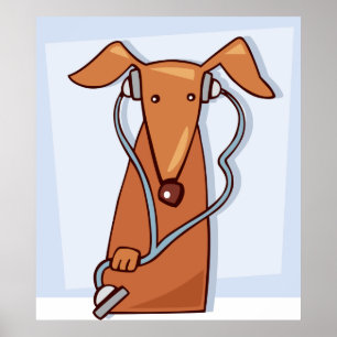 Valp för hund lyssna på musikfonen poster