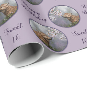 Valp för Varg av Cute Baby Grått och blommor Presentpapper